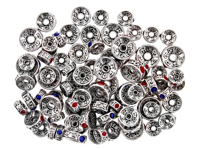 Tibetan Inspired Rondelle Spacer Beads in Antiqued Silver Tone Includes 3 Sizes Appx 80 Pieces Total