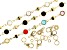 Multi-Color Glass Crystal Chain Set of 3 Strands in Gold Tone Appx 30" Each with Findings