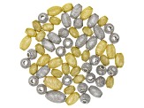 Mesh Oval Metal Bead Kit in Silver and Gold Tones Includes 4 Sizes Appx 62 Beads Total
