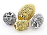 Mesh Oval Metal Bead Kit in Silver and Gold Tones Includes 4 Sizes Appx 62 Beads Total