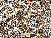 Textured Square Spacer Beads in Antiqued Silver, Gold, and Rose Tones Appx 600 Pieces Total