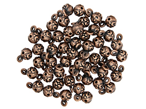 Bead with Jump Ring Kit in 3 Styles in Antiqued Copper Tone Appx 110 Pieces Total
