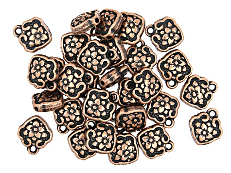 Bead with Jump Ring Kit in 3 Styles in Antiqued Copper Tone Appx 110 Pieces Total
