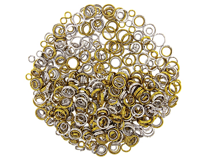 Split Ring Kit Split Ring Kit Appx 4mm, 6mm, and 8mm in Antiqued Silver Tone and ...