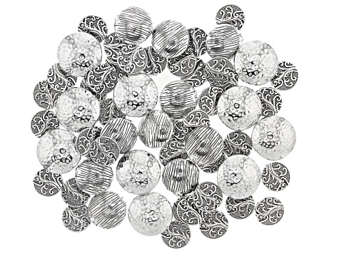 Textured Spacer Bead Kit in 3 Styles in Antiqued Silver Tone Appx 60 Pieces Total