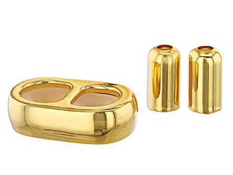 Double Strand Slide Bead Clasp and End Caps in Gold Tone Appx 12x8mm