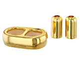 Double Strand Slide Bead Clasp and End Caps in Gold Tone Appx 12x8mm