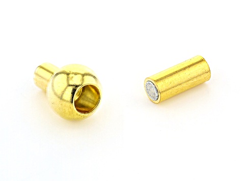 Magnetic Ball Clasp in Gold Tone Over Brass Appx 15x8mm with Appx 3mm Large Hole