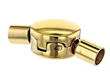 Picture of Fold-Over Locking Clasp in Gold Tone Over Stainless Steel Appx 18x10x6mm with Appx 3mm Large Holes