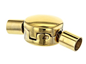 Fold-Over Locking Clasp in Gold Tone Over Stainless Steel Appx 18x10x6mm with Appx 3mm Large Holes