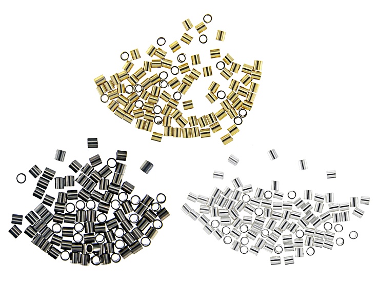 Soft Flex Crimp Tubes in 14k Gold Filled, Sterling Silver Filled, and Oxidized Sterling Silver