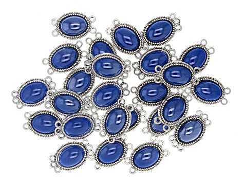 Lapis Simulant Connector Kit in Antiqued Silver Tone Appx 25 Pieces