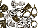 Indonesian Inspired Bail Kit in 9 Designs in Antiqued Silver Tone and Antiqued Brass Tone 54 Pieces