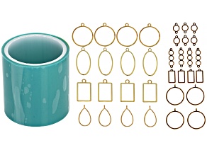 Resin Pendant Frame Kit in 6 Styles in Gold Tone and Antiqued Brass Tone and Resin Tape 35 Pieces