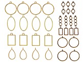 Resin Pendant Frame Kit in 6 Styles in Gold Tone and Antiqued Brass Tone and Resin Tape 35 Pieces