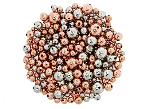 Round Bead Kit in 6 Sizes in Silver Tone and Rose Gold Tone Appx 1,000 Pieces Total
