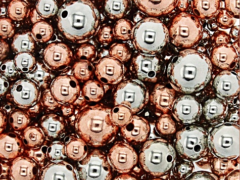 Round Bead Kit in 6 Sizes in Silver Tone and Rose Gold Tone Appx 1,000 Pieces Total