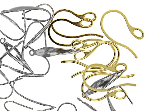 Stainless Steel Ear Wire Kit in 3 Styles in Silver Tone and Gold Tone 30 Pairs Total