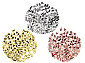 Elongated Bicone Spacer Bead Kit in Silver Tone, Gold Tone, and Rose Gold Tone Appx 300 Pieces Total