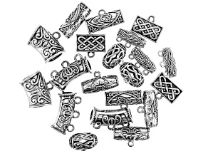 Tube Bail Kit in 7 Designs in Antiqued Silver Tone 20 Pieces Total
