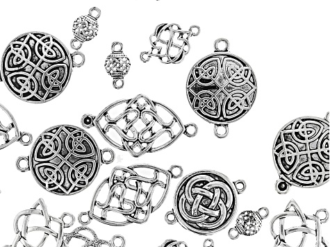 Celtic Inspired Connectors Kit in 6 Designs in Antiqued Silver Tone 26 Pieces Total