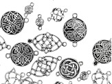 Celtic Inspired Connectors Kit in 6 Designs in Antiqued Silver Tone 26 Pieces Total