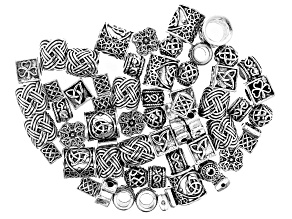 Spacer Bead Kit in 7 Designs in Antiqued Silver Tone 60 Pieces Total
