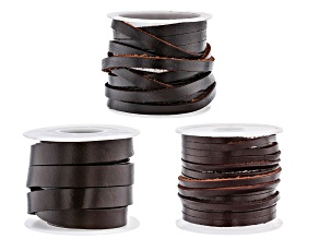 Flat Brown Leather Cord in 3 Sizes Appx 6.5' in Length Each Size