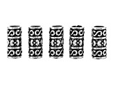 Large Hole Spacer Beads in 5 Designs in Antiqued Silver Tone and Silver Tone Appx 80 Pieces Total