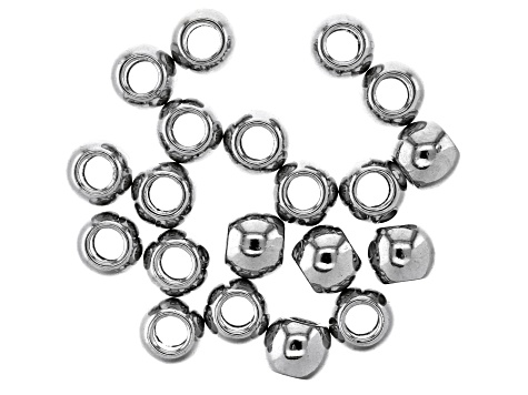 Large Hole Spacer Beads in 5 Designs in Antiqued Silver Tone and Silver Tone Appx 80 Pieces Total