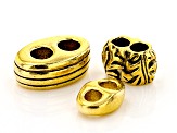 Large Hole Double Spacer Bead Kit in 3 Styles in Antiqued Gold Tone Appx 60 Pieces Total