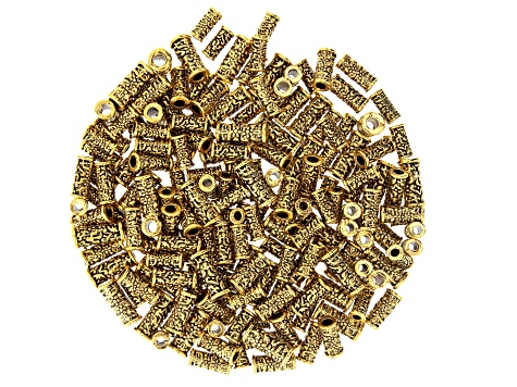 Floral Large Hole Tube Beads in 3 Sizes in Antiqued Gold Tone ...