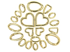Fancy Spring Ring Clasp Set of 20 in Gold Tone in Assorted Shapes and Sizes