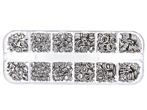 Iron Jump Ring and Lobster Style Clasp Kit in Silver Tone in 6 Styles Appx 636 Pieces Total
