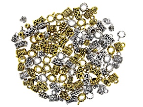 Indonesian Inspired Bail Kit in 5 Styles in Antiqued Silver and Gold Tones Appx 220 Pieces Total