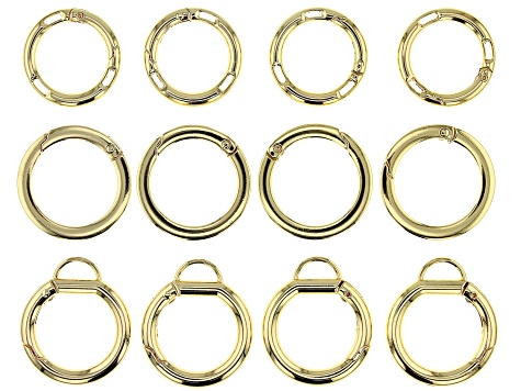 Large Spring Ring Clasp Kit in Gold Tone in 3 Styles 12 Pieces Total