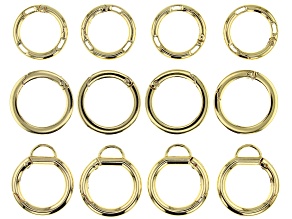 Large Spring Ring Clasp Kit in Gold Tone in 3 Styles 12 Pieces Total