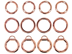 Large Spring Ring Clasp Kit in Rose Gold Tone in 3 Styles 12 Pieces Total