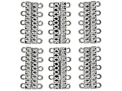 Multi Strand Magnetic Clasp Set of 6 in Silver Tone