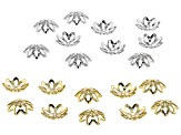 Sterling Silver and Gold Over Floral Bead Caps Appx 8mm Set of 20