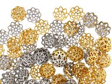 Designer Bead Cap Kit in 4 Designs in Silver and Gold Tone Appx 600 Pieces Total