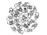 Flower Design Lobster Style Clasp Set of 24 in 3 Designs in Antiqued Silver Tone