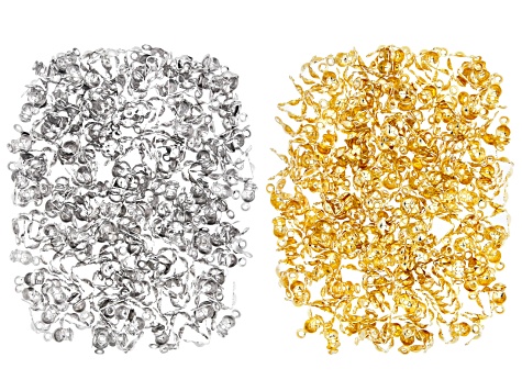 Clam Shell Bead Tip Finding with 2 Rings Kit in Silver Tone and Gold Tone Appx 500 Pieces