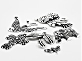 Focal Kit in 6 Designs in Antiqued Silver Tone Appx 31 Pieces Total