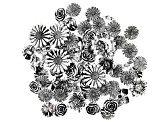Floral Inspired Connector Set of 60 in 5 Designs in Antiqued Silver Tone