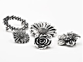 Floral Inspired Connector Set of 60 in 5 Designs in Antiqued Silver Tone