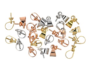 Bail with End Cap and Peg Set of 24 in Silver Tone, Gold Tone, and Rose Gold Tone