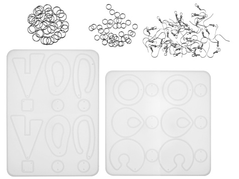 Silicone Earring Component Mold for Resin Set of 2 with Findings