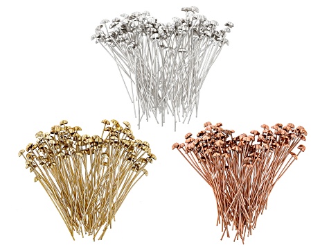 Star Shaped Headpins appx 6mm and appx 2" in length in Silver, Gold & Rose Gold Tones 300 Pieces