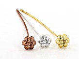 Flower Shaped Headpins appx 7mm and appx 2" in length in Silver, Gold & Rose Gold Tones 300 Pieces